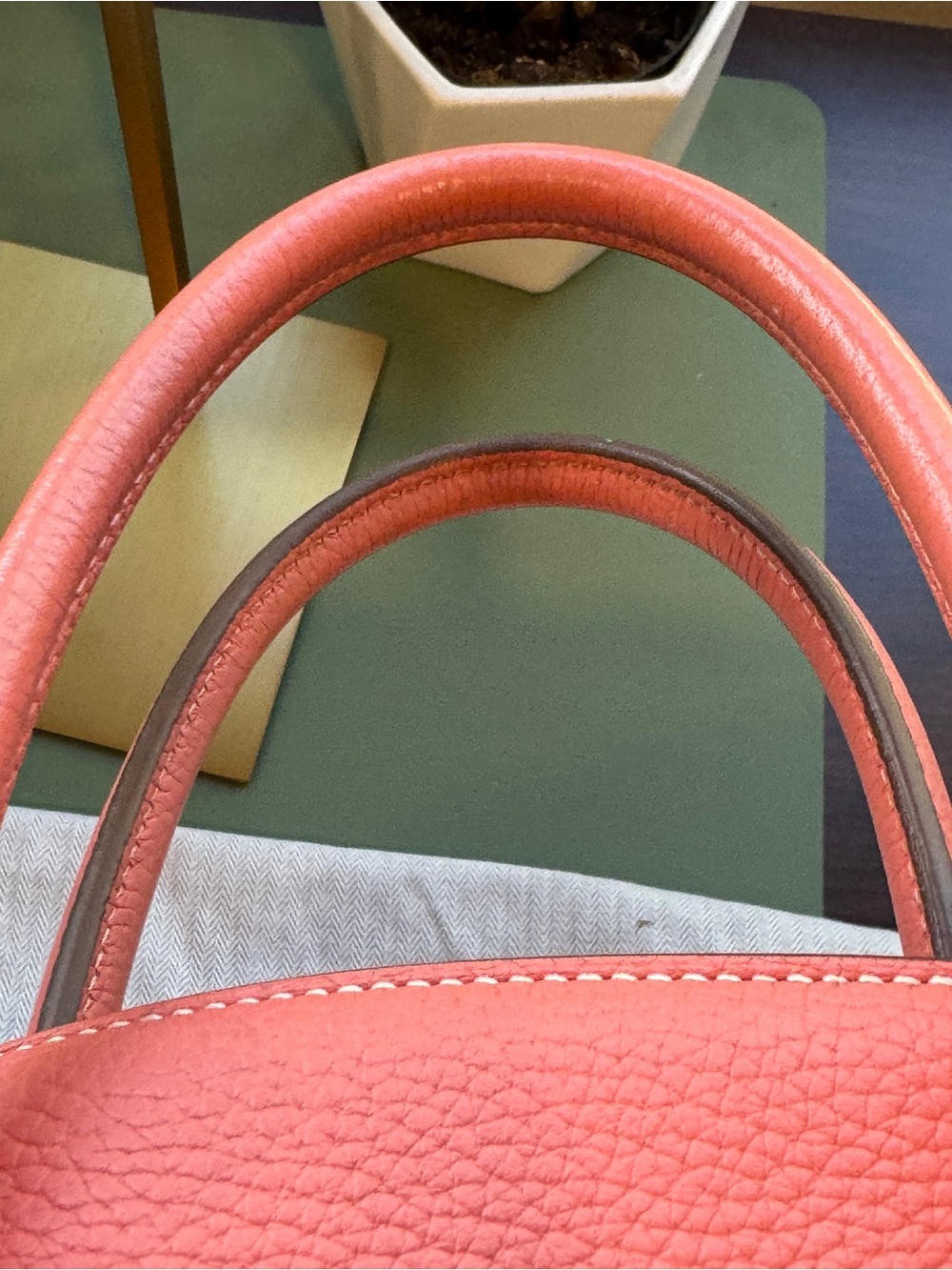 Hermes Coral Togo Leather Birkin 35 with Palladium Hardware - Picture 11 of 16